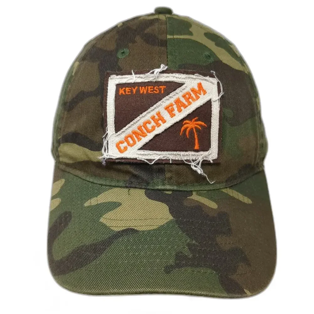 Legacy Baseball Cap Green Camo One Size Key West Conch Farm Palm Tree Patch